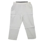 FLAX Designs Linen Pants Medium Side Button White Elastic Waist New