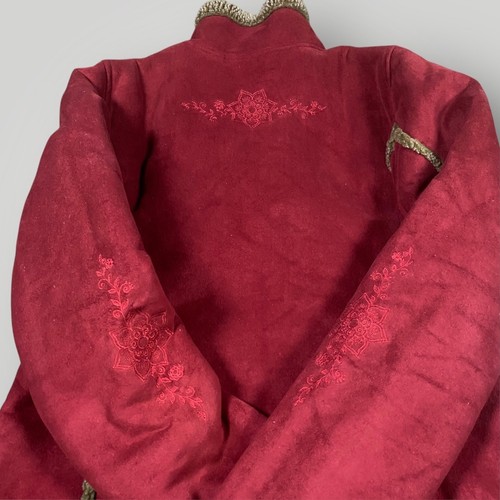 L.L.Bean Womens Small Suede Feel Sherpa Lined Full Zip Jacket Embroidered Detail - Picture 9 of 9