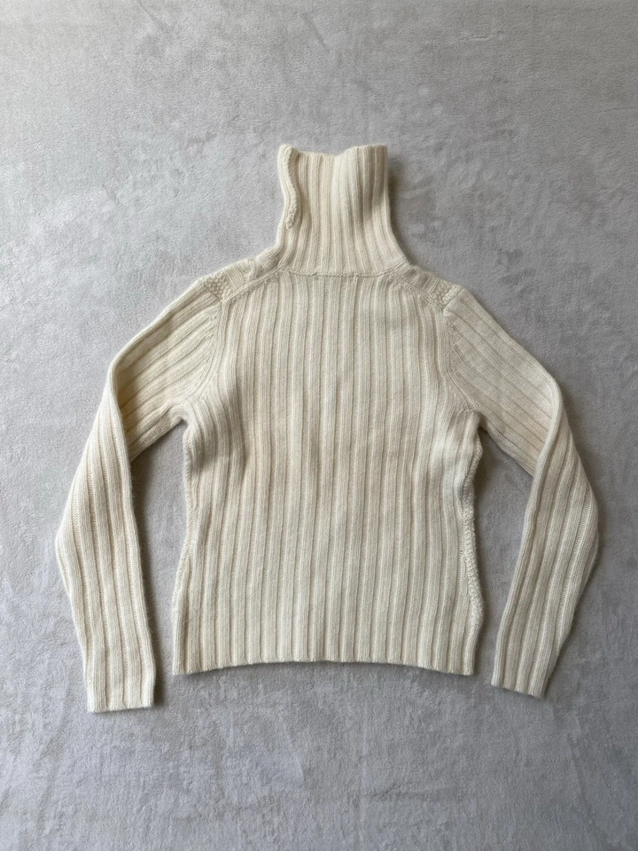 Женский винтажный свитер с водолазкой Banana Republic 03 цвета слоновой кости ангора шерсть вязаный кабель M - Изображение 2 из 4