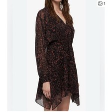 All Saints Nichola Rosey floral print dress with a smocked waist whimsigoth sz S