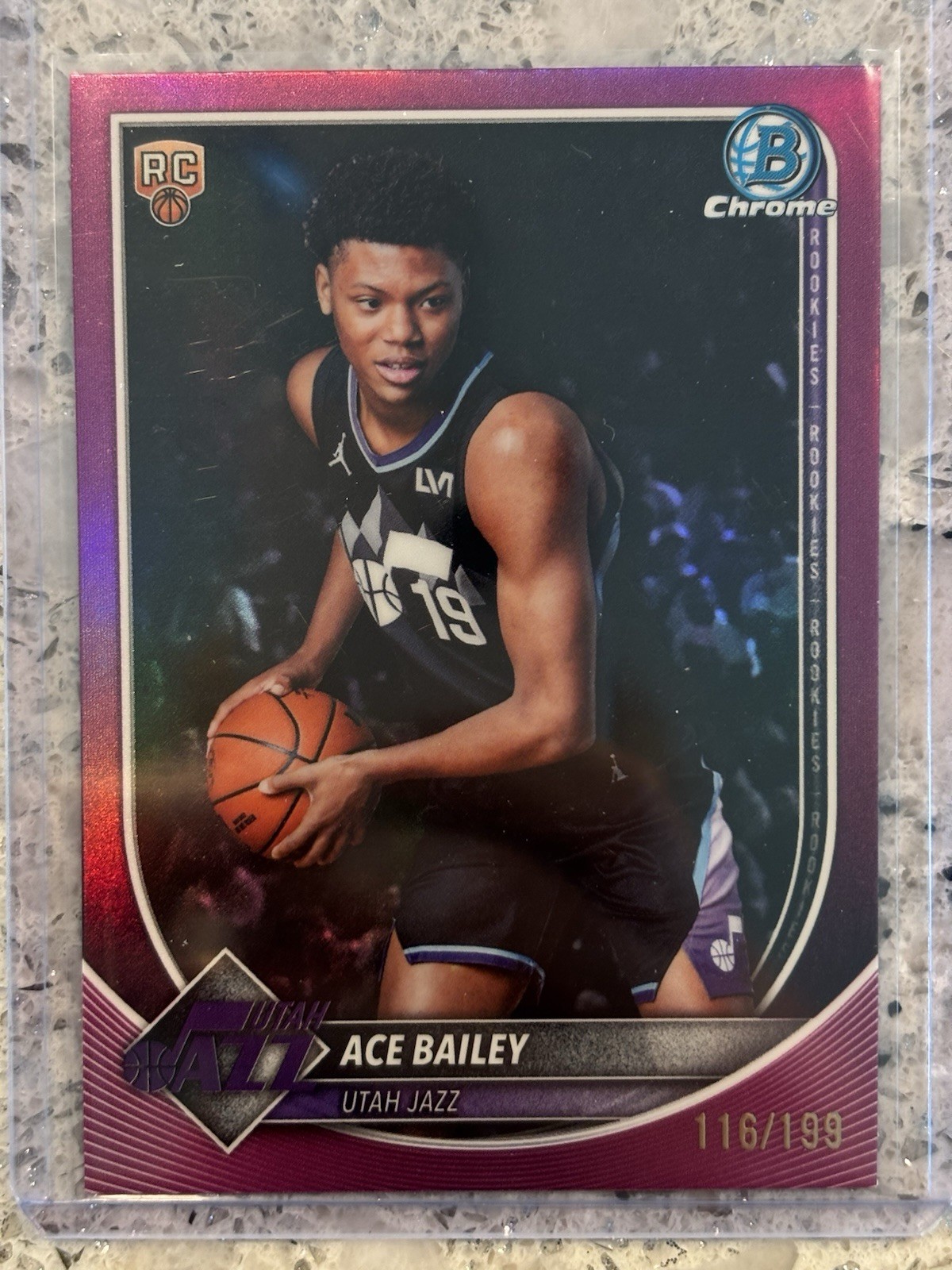 2025-26 Topps Bowman Chrome Ace Bailey Fuschia Mojo Refractor /199 (RC)