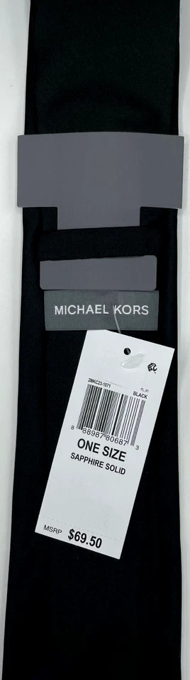 Corbata para hombre MICHAEL KORS 100 % seda ~ negra ~ satén sólido ~ NUEVA PRECIO DE VENTA SUGERIDO POR EL FABRICANTE: $69,50 Foto 3 de 3