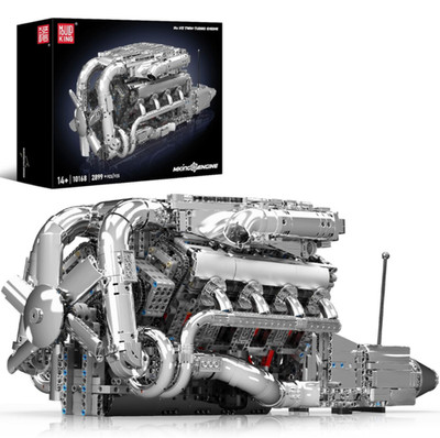 Mould King 10168 V8 Engine Turbo Motor Model Building Block Adult Boy Gift Toy