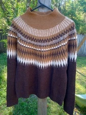 The Normal Brand ~ New Nomad Fair Isle Espresso Wool Acrylic Tribal Sweater - L