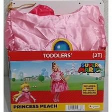 Princess Peach Super Mario Costume Size 2T Includes Dress, Petticoat, Headband