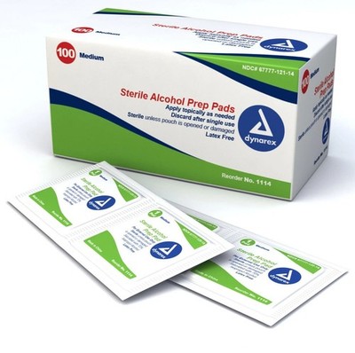 Medium Alcohol Prep Pad Sterile Wipes Box of 100 Pcs Topical Antiseptic Swabs
