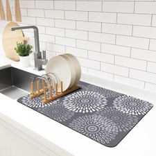 Dish Drying Mat Super Absorbent Kitchen Counter Mat Rubber Backing Draining M...
