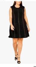 Calvin Klein Little Black Gold Studded Sleeveless Shift Dress 2X Plus Size