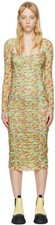 Ganni Green Floral Midi Dress