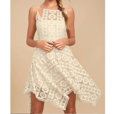 NWT Free People Just Like Honey Lace Mini Dress Ivory Beige Boho Size 2