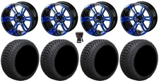 LSI Raptor 12" Golf Wheels Black/Blue 215x50 Cruze Tires E-Z-GO & Club Car
