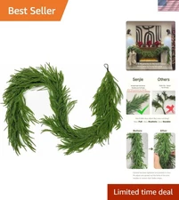 9FT Norfolk Pine Garland - Real Touch Faux Greenery for Luxurious Holiday Decor