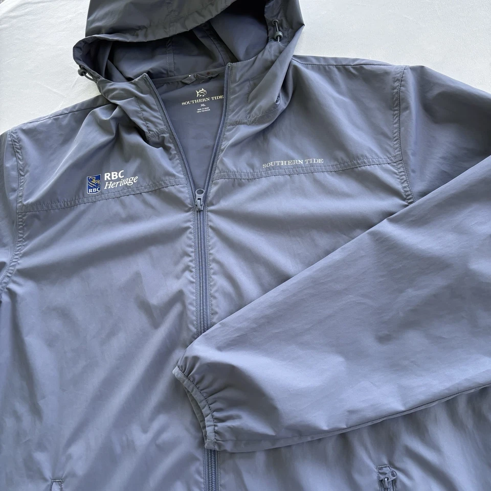 Chaqueta de golf Southern Tide RBC Heritage Boeing con capucha gris ligera para hombre M como nueva Foto 2 de 4