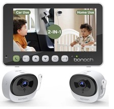 bonoch 2-in-1 Car Home Dual-Use Baby Monitor, 5" 1080P HD Clear View Wireless