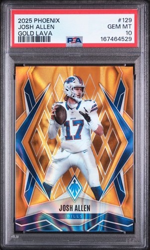 2025 JOSH ALLEN PANINI PHOENIX /10 GOLD LAVA PSA 10 #129 BILLS POP 1