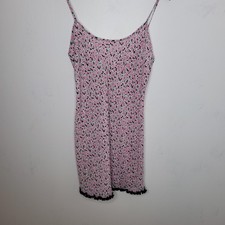 Victoria's Secret Slip Dress Large Pink Black Floral Ruffle Babydoll Coquette