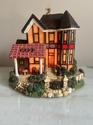 Vintage 2000 Dale Tiffany Cozy Corner Cafe Lighted Art Glass Tudor Village House