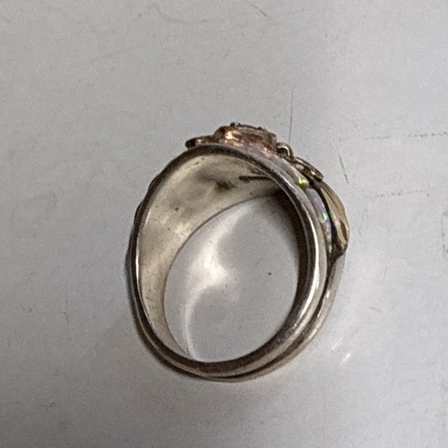 Navajo Opal Handmade Sterling & Gold Ring By Shay - Picture 9 of 9