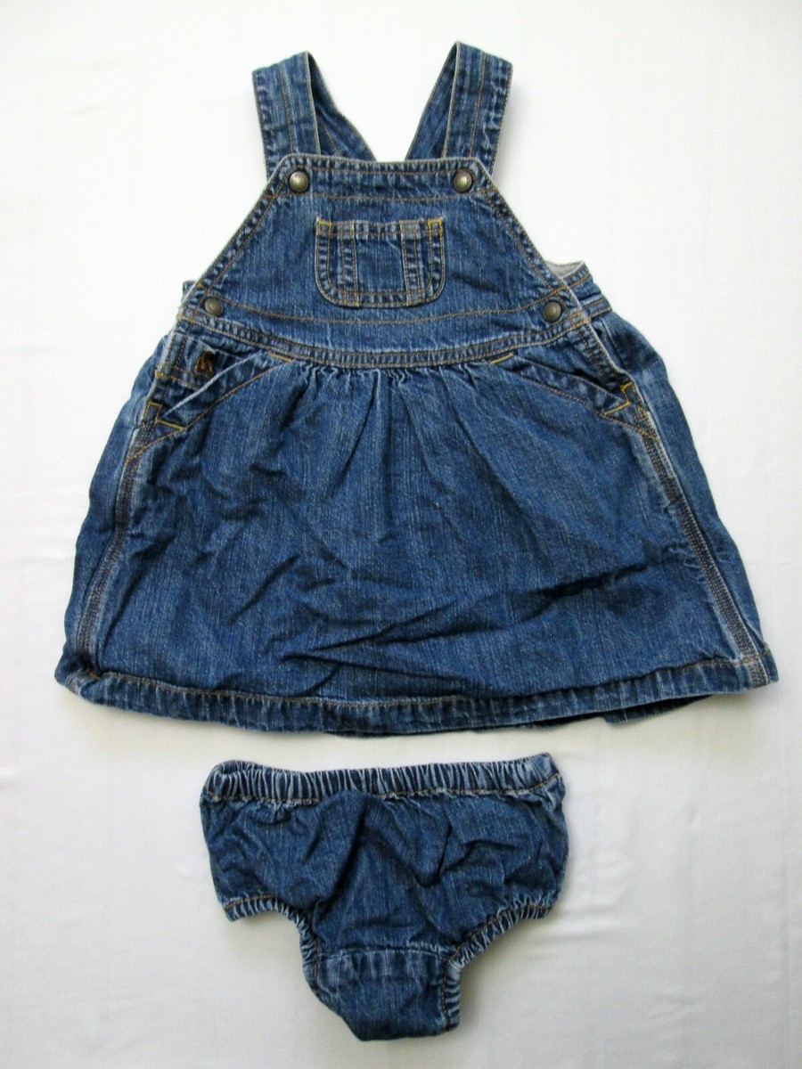 Baby Gap 6-12 Months 2PC Denim Jean Dress+Bloomer Lined Blue Wash Set Girls  Bear | eBay
