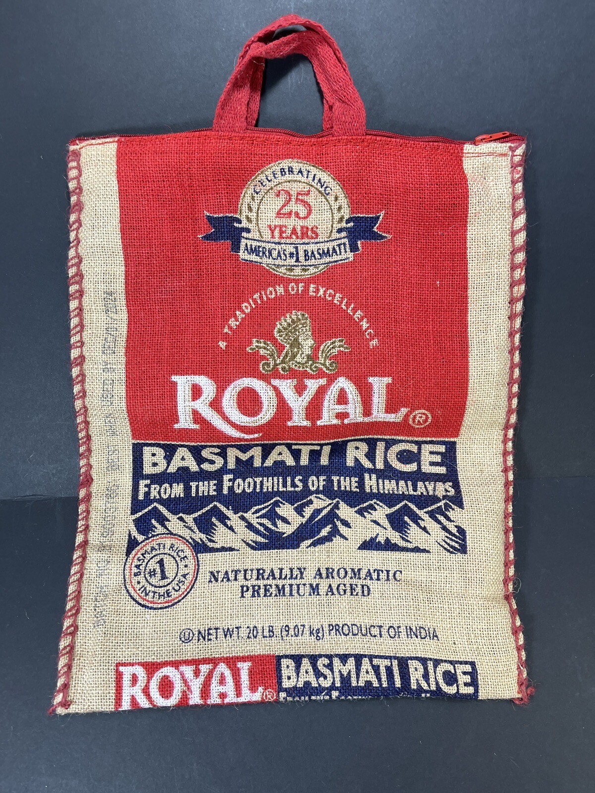 Lot of 3 ROYAL BASMATI Empty Rice Bag Burlap Sack Craft Tote w/ Zipper & Handles eBay