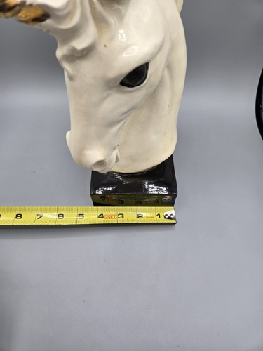Hermoso busto de caballo unicornio de cerámica de 13" dorado blanco negro - Imagen 20 de 20