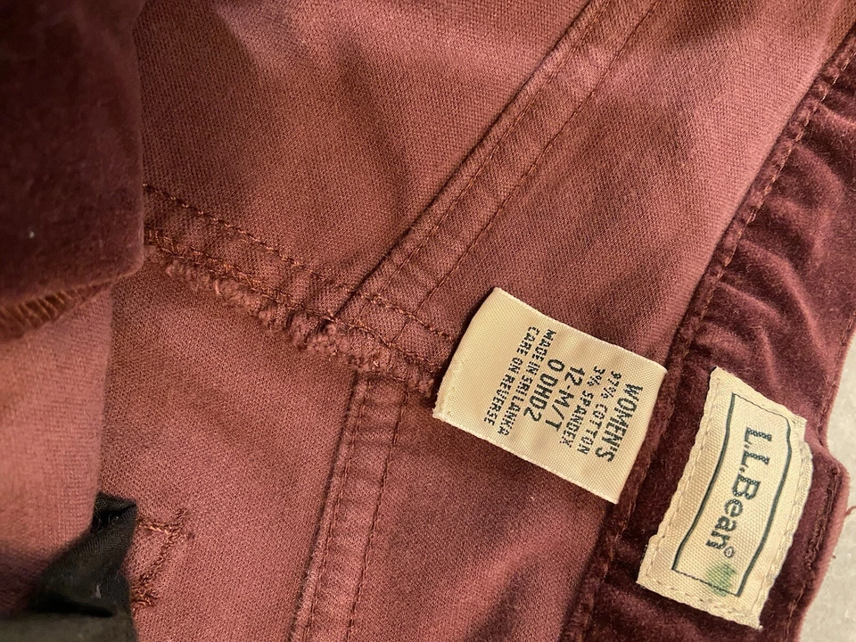 L.L. Pantalones elásticos de terciopelo púrpura talla 12 Bean pierna recta suaves tiro alto cremallera Foto 3 de 4