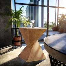 Modern Light-weight Concrete Accent Table Geometric Side End Table Natural Look