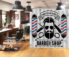3D Trendy Man A4030 Barber Shop Photo Curtain Window Blockout Fabric Amy 2023