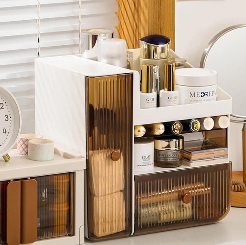Gerippt Stilvoll Beauty Kosmetik Organizer Make-up Schubladen Tablett Vitrine Etui - Bild 6 von 7