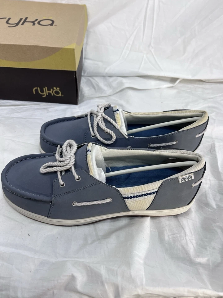 Zapatos mocasines Ryka para mujer 8,5 sin cordones gris pizarra azul cuero Foto 2 de 4