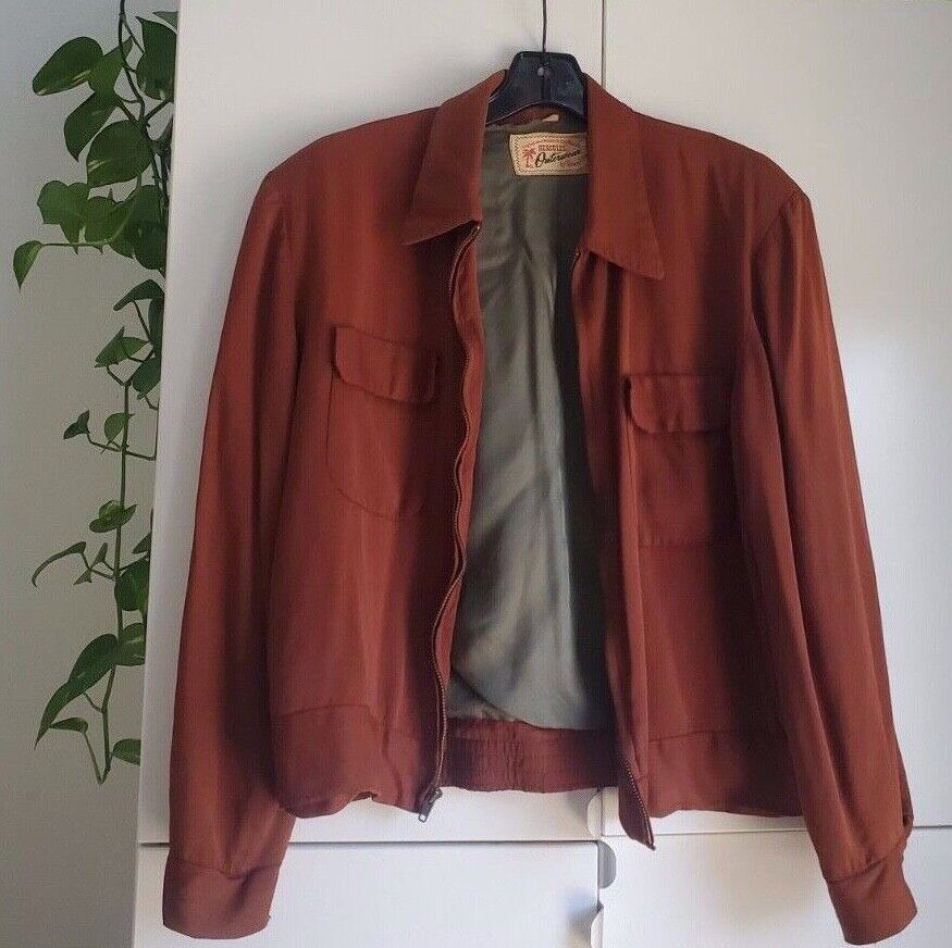 Vintage 40s 50s HERCULES Rust SEARS GABARDINE Jacket TALON Vintage 40s 50s HERCULES Rust SEARS GABARDINE Jacket TALON
