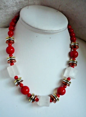 45,5 cm Statement Collier Acryl Kette ModeSchmuck rot silber gold kupfer NEU - Bild 1 von 4