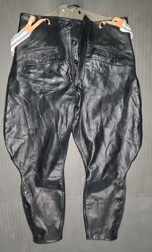 Alte Motorrad Hose 30er Ziege Leder Oldtimer Breeches 40er Schweden Getskinn - Bild 5 von 7