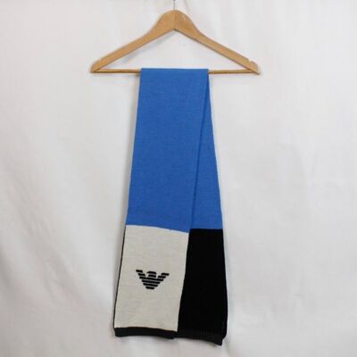Armani scarf blue, black and white 142x17