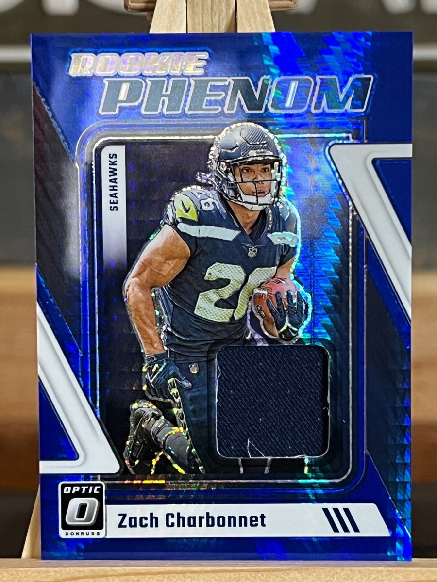 Zach Charbonnet 2023 Optic RC Rookie Phenom Blue Hyper JERSEY