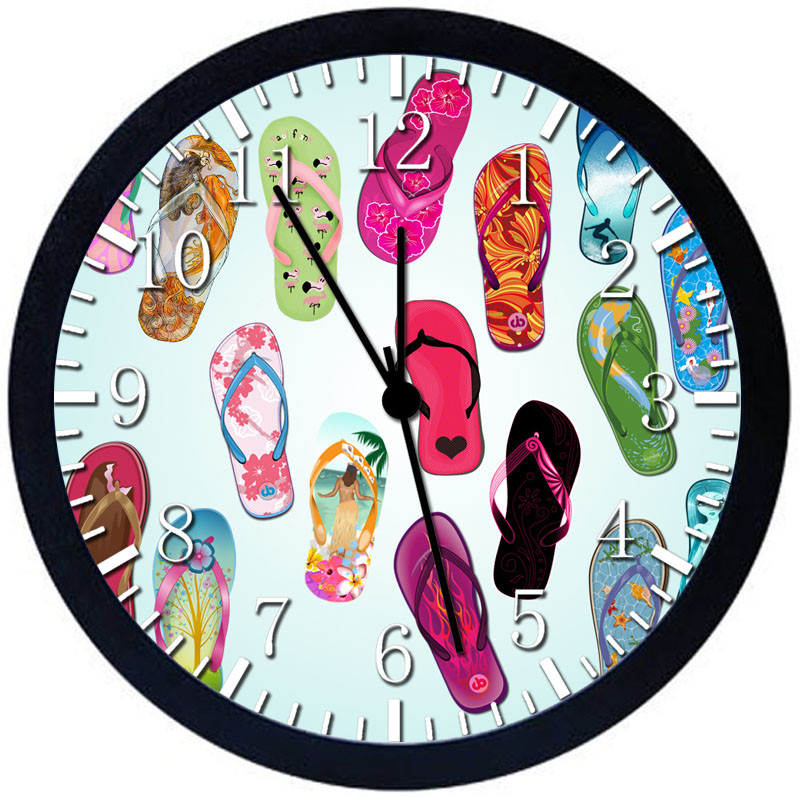 Flip Flops Black Frame Wall Clock E126