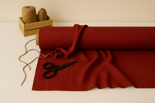 Ruby Red Linen Blend Fabric by the Yard – Ideal for Apparel, Upholstery & Crafts - 第 1/10 張圖片