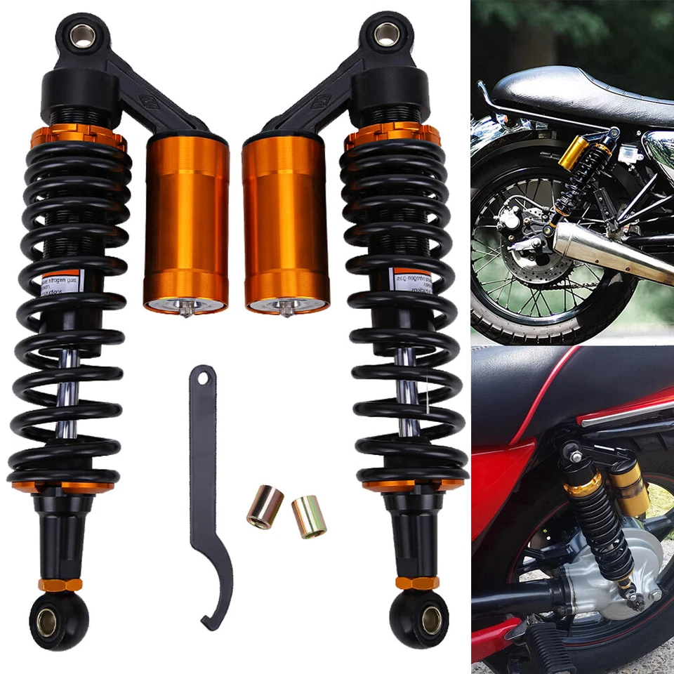 For Honda Kawasaki Yamaha 13.5'' Rear Air Shock Absorbers Suspension Motorcycle - Imagem 3 de 4
