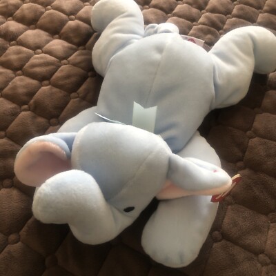 Brand New! Ty Squirt the Elephant Pillow Pal 1996 Plush Collectible! Blue 14''