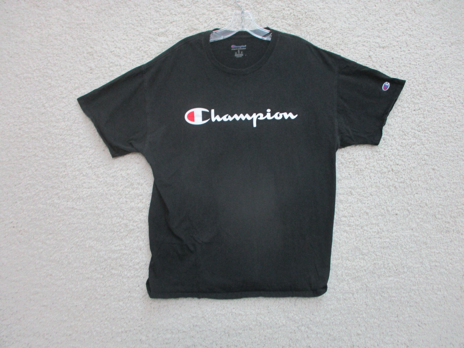 Champion Black XL Men's Casual Classic Fit Spell Out Logo Tee