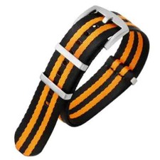 Premium Dense Twill NATO Black Orange Watch Strap For OMEGA SEAMASTER 22mm