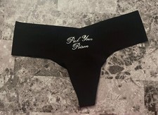 VICTORIA'S SECRET BLACK SILVER PICK YOUR POISON HALLOWEEN NO SHOW THONG PANTIES