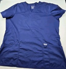 Cherokee Workwear Scrub Top Womens Size XL Blue V-Neck Pit To Pit 23in Pockets