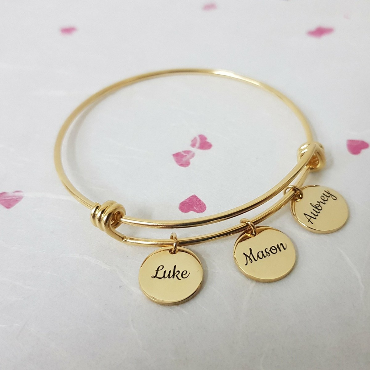 Customize Mom Charm with Kids Names and Birthstones Bracelet