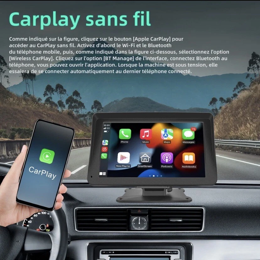 Apple CarPlay & Android Auto, Écran tactile ,USB, AUX, Caméra de recul, 7" - Photo 2/4