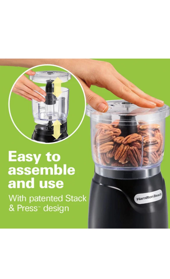 Mini procesador de alimentos y picadora de verduras Hamilton Beach de 3 tazas 350 W, negro (72850) Foto 3 de 4