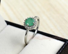 6 mm Natural Emerald Gemstone 925 Sterling Silver May Birthstone Bridal Ring