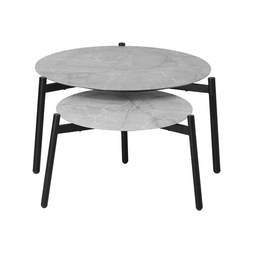 Livsip Outdoor Coffee Side Marble Table Set Desk Patio Furniture Garden Grey 2PC - Picture 4 of 7