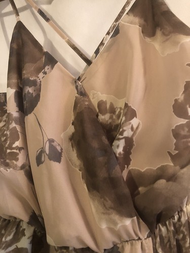 Beige Floral Women Sundress Maxi Sienna Sky, NEWLong Frilly Soft, sz. S/lining - Bild 2 von 4