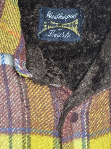 Chaqueta Leñador De Colección Años 70 Forrada Sherpa A Cuadros Weatherpal Lee Wald Mezcla Lana Talla L - Imagen 4 de 10